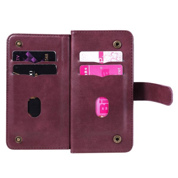 10-slot wallet case for Motorola Moto G200 5G   Edge S30 - Wine Red For Sale