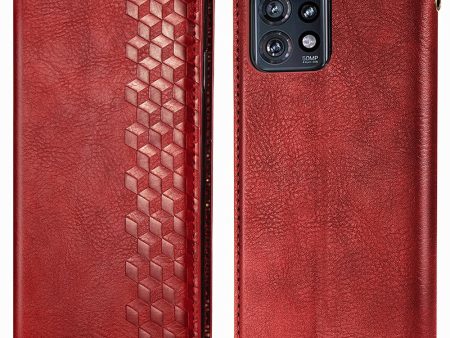 Motorola Edge 40 Pro   Motorola Moto X40 leather case with a stylish rhombus imprint - Red Online now