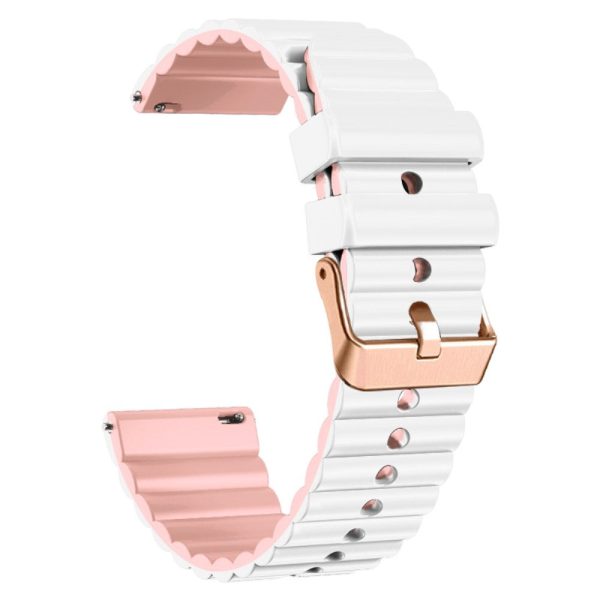 20mm Universal horizontal stripe style silicone strap with rose gold buckle - White+Pink Online Hot Sale