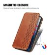 Xiaomi 14 leather case with a stylish rhombus imprint - Brown For Cheap