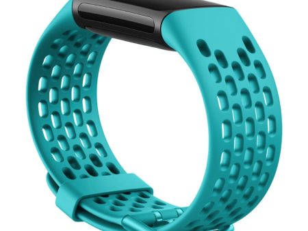 Fitbit Charge 5 holes style silicone watch strap - Teal For Discount