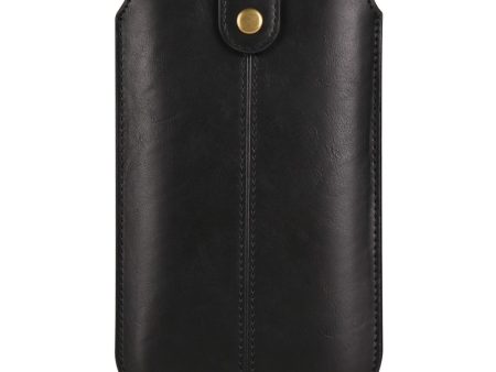 Crazy Horse leather pouch for 6.1 inch phones - Black For Discount