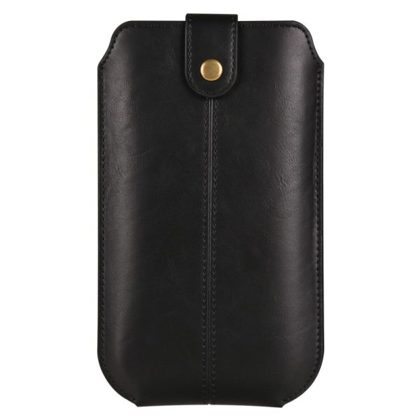 Crazy Horse leather pouch for 6.1 inch phones - Black For Discount