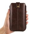 Crazy Horse leather pouch for 6.1 inch phones - Dark Coffee Fashion