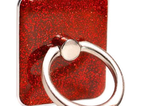 Square shape glitter smartphone ring holder - Red Supply