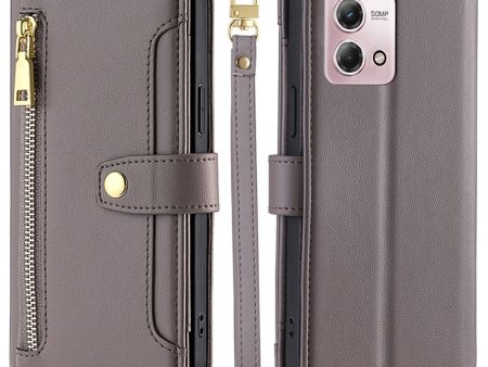 Motorola Moto G Stylus (2023) vegan leather wallet zipper case - Grey on Sale