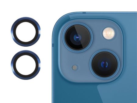 RURIHAI iPhone 13 Mini   13 metal frame tempered glass camera lens cover - Blue For Cheap