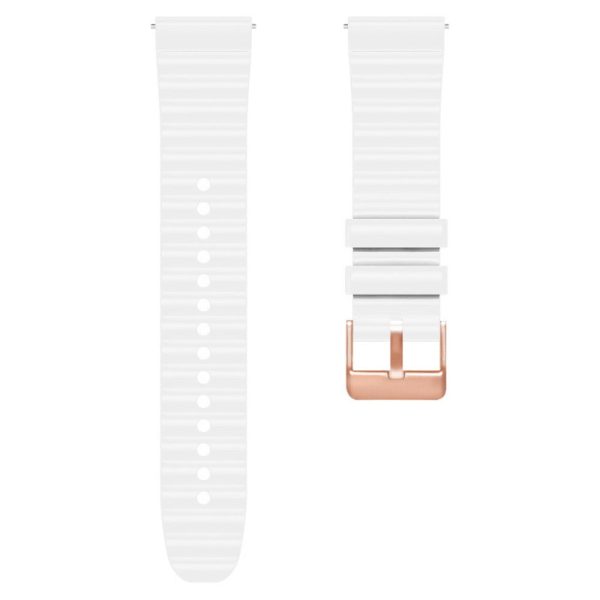 20mm Universal horizontal stripe style silicone strap with rose gold buckle - White+Pink Online Hot Sale