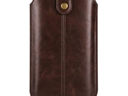 Crazy Horse leather pouch for 6.1 inch phones - Dark Coffee Fashion