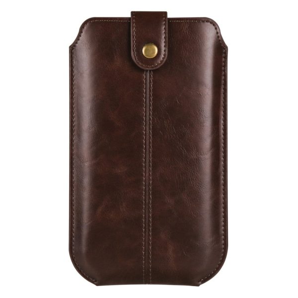 Crazy Horse leather pouch for 6.1 inch phones - Dark Coffee Fashion