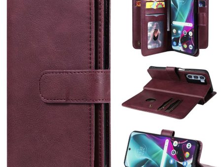 10-slot wallet case for Motorola Moto G200 5G   Edge S30 - Wine Red For Sale