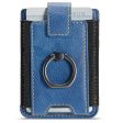 MUXMA Universal leather card holder with ring - Blue Fashion