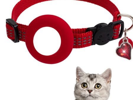 AirTag silicone case pet collar heart shaped pendant with bell - Red Supply