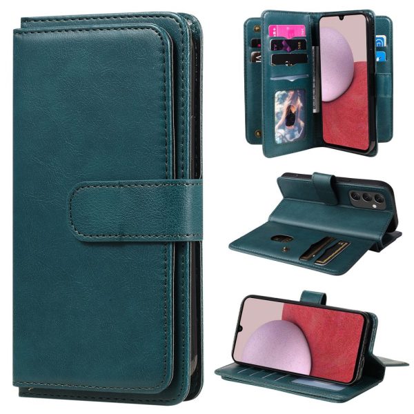 10-slot wallet case for Samsung Galaxy A14 - Blackish Green For Cheap