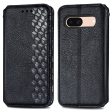 Google Pixel 8A leather case with a stylish rhombus imprint - Black Fashion