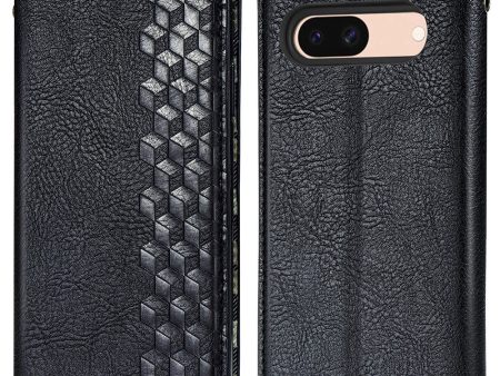 Google Pixel 8A leather case with a stylish rhombus imprint - Black Fashion