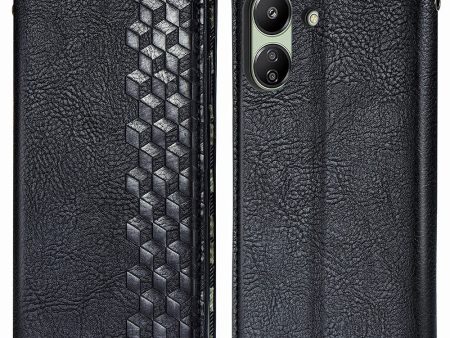 Xiaomi Redmi 13C   Xiaomi Poco C65 leather case with a stylish rhombus imprint - Black Online Sale