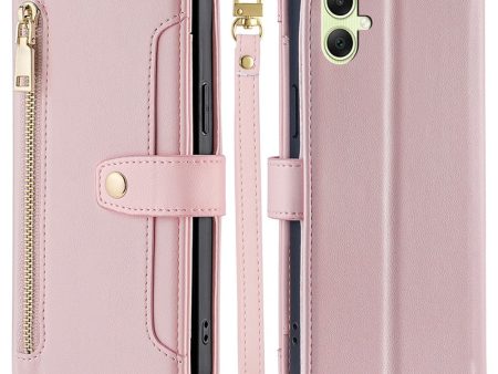 Samsung Galaxy A05 vegan leather wallet zipper case - Pink Discount