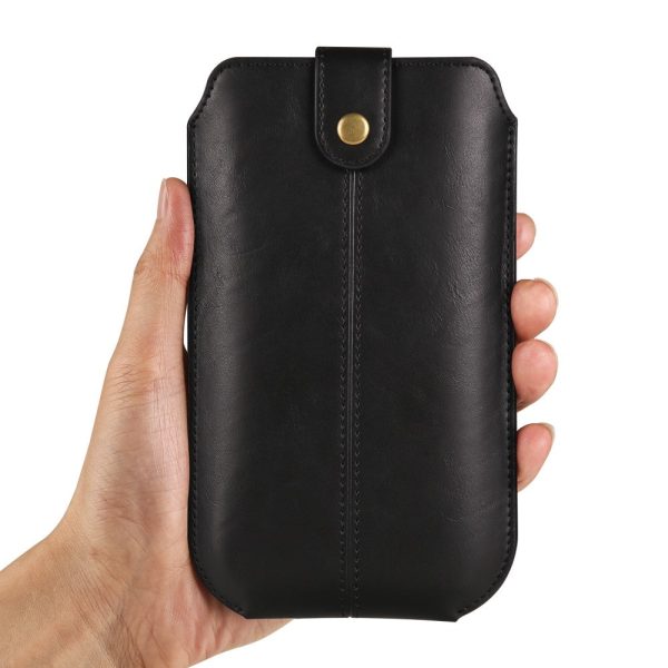 Crazy Horse leather pouch for 6.1 inch phones - Black For Discount