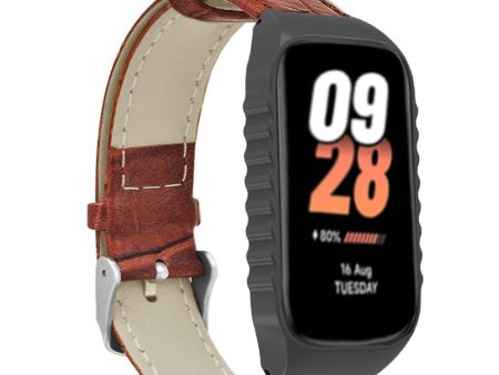 Xiaomi Smart Band 8 Active Watch Band Bamboo Texture Wrist Strap with Watch Case - Brown Online now