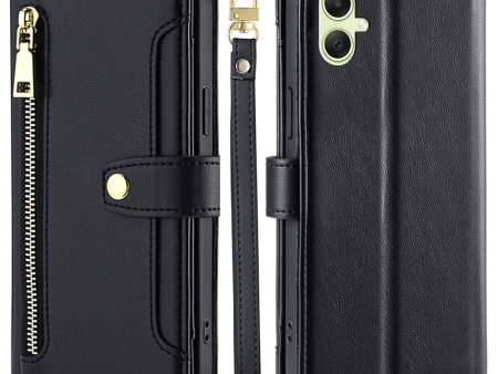 Samsung Galaxy A05 vegan leather wallet zipper case - Black Supply