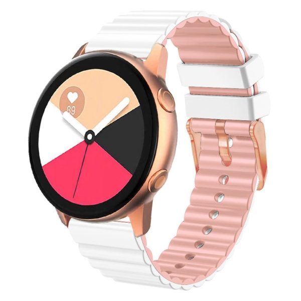 20mm Universal horizontal stripe style silicone strap with rose gold buckle - White+Pink Online Hot Sale