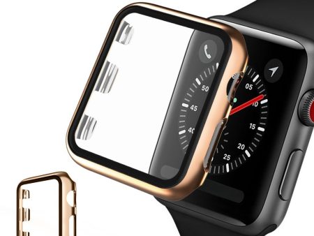 Apple Watch Series 5 40mm electroplating frame with tempered glass - Rose Gold For Cheap