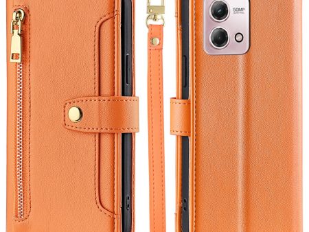 Motorola Moto G Stylus (2023) vegan leather wallet zipper case - Orange on Sale