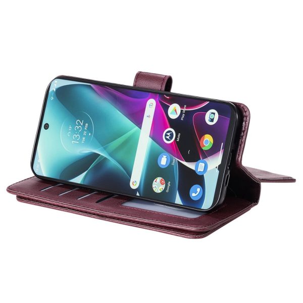 10-slot wallet case for Motorola Moto G200 5G   Edge S30 - Wine Red For Sale