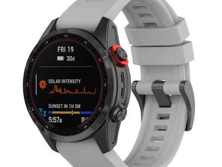 20mm Garmin Fenix 7S   Instinct 2S silicone watch strap with metal buckle - Grey Supply