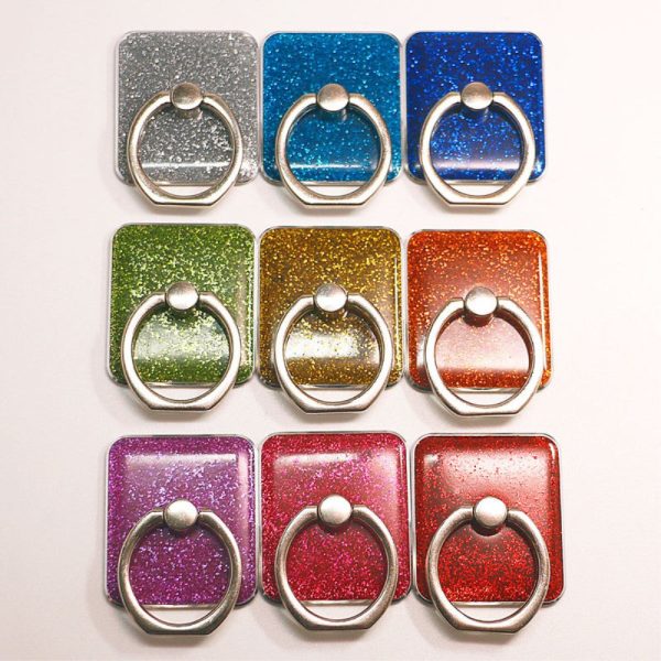 Square shape glitter smartphone ring holder - Red Supply