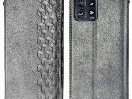 Motorola Edge 40 Pro   Motorola Moto X40 leather case with a stylish rhombus imprint - Grey For Sale