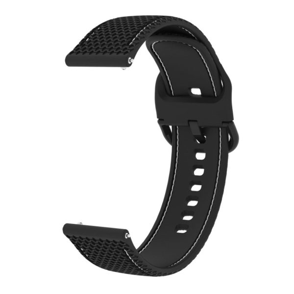 20mm Universal line design silicone watch strap - Black   White Discount