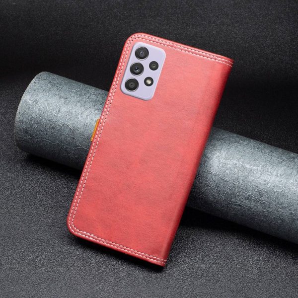 BINFEN two-color leather case for Samsung Galaxy A52s 5G   A52 5G   A52 - Red on Sale