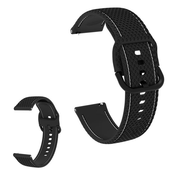 20mm Universal line design silicone watch strap - Black   White Discount