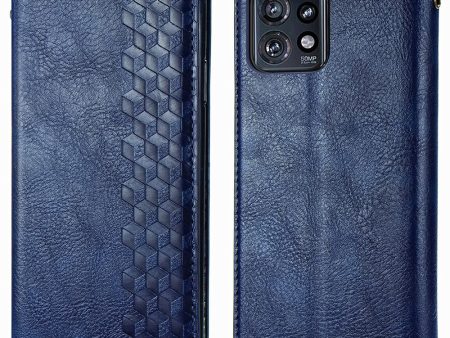 Motorola Edge 40 Pro   Motorola Moto X40 leather case with a stylish rhombus imprint - Blue Hot on Sale