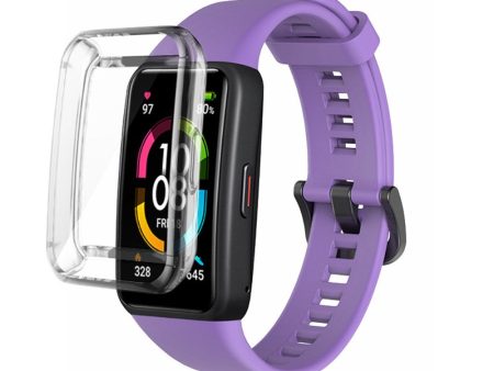 Huawei Band 6 silicone watch strap with clear cover - Lilac Purple Fashion