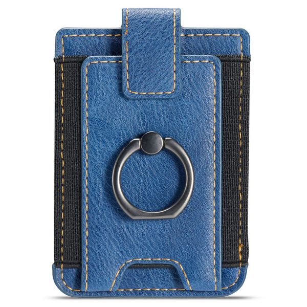 MUXMA Universal leather card holder with ring - Blue Fashion