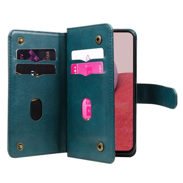 10-slot wallet case for Samsung Galaxy A14 - Blackish Green For Cheap