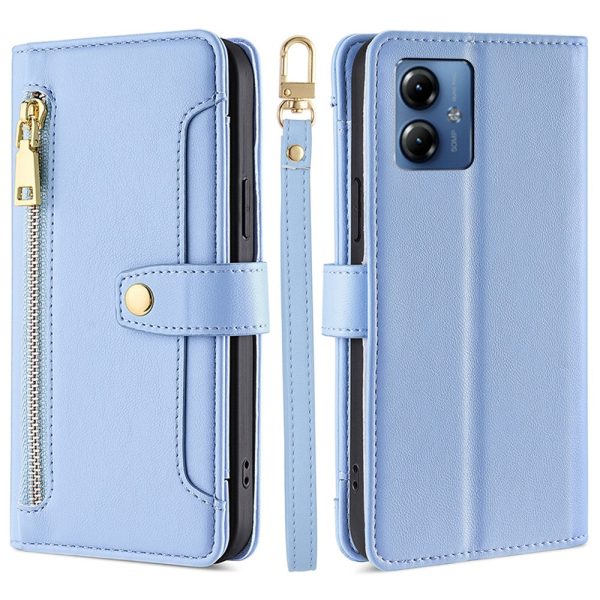 Samsung Galaxy A05 vegan leather wallet zipper case - Blue Hot on Sale