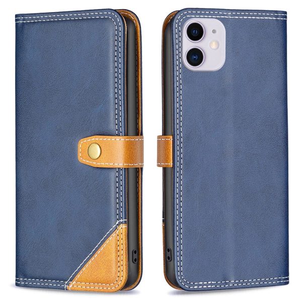 BINFEN two-color leather case for iPhone 11 - Blue Fashion