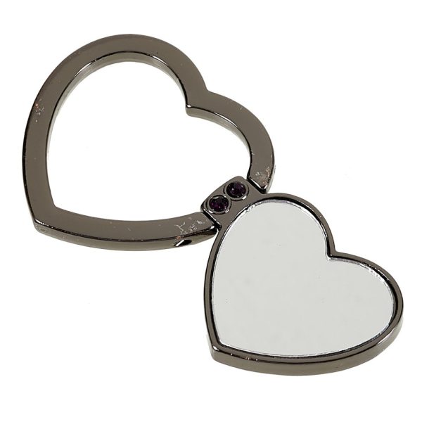 Heart shape rhinestone mirror style smartphone ring holder - Black Online Hot Sale