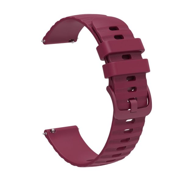 22mm Universal grain dots style silicone watch strap - Wine Red on Sale