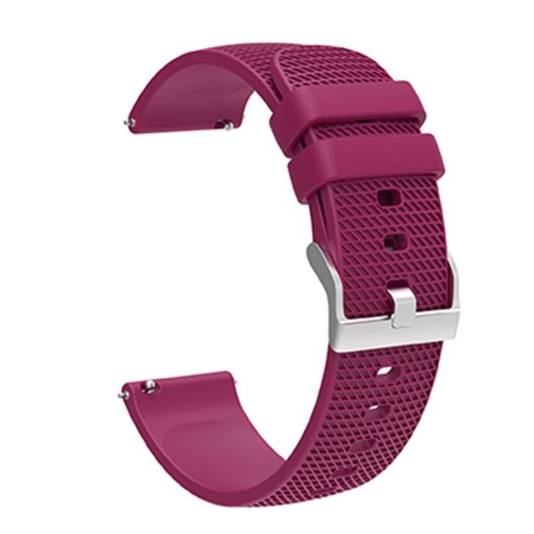 20mm Universal grid design silicone watch strap - Fuchsia Fashion