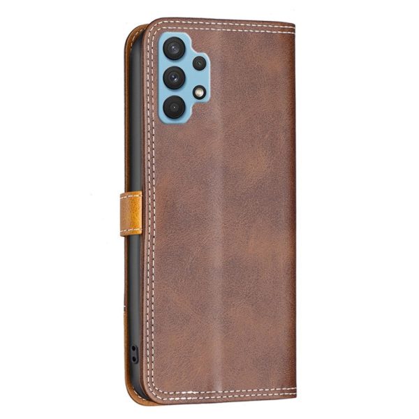 BINFEN two-color leather case for Samsung Galaxy A32 - Coffee Fashion