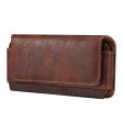 Universal cowhide leather and nylon phone belt bag for 6.2-6.5 inch phones - Brown For Sale