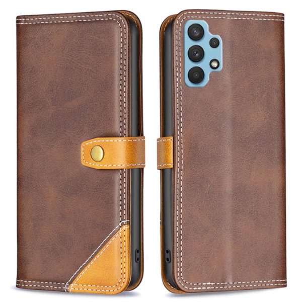 BINFEN two-color leather case for Samsung Galaxy A32 - Coffee Fashion