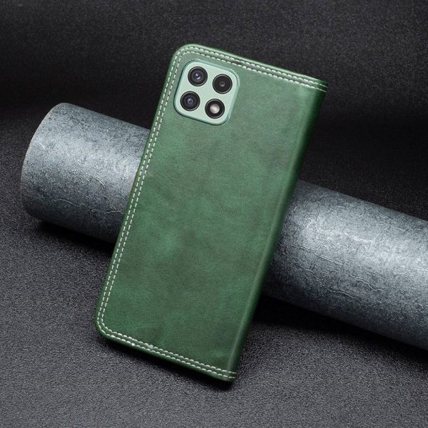 BINFEN two-color leather case for Samsung Galaxy A22 5G - Green Online Sale