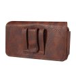 Universal cowhide leather and nylon phone belt bag for 6.2-6.5 inch phones - Brown For Sale