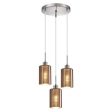 Espejo interior Pendant Light 3Lt in Chrome or Rose Gold Glass with Line Effect Fashion